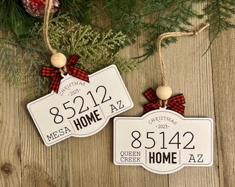 Personalized Hometown Ornament, Custom Zip Code Christmas Ornament, Hometown State Ornament, Hometown Christmas Ornament, Hometown Sign