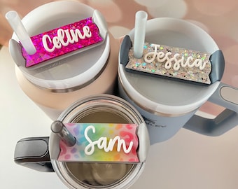 40 oz Tumbler Name Plate, Personalized Tumbler ID Tag, Straw Topper, Tumbler Lid Topper, Stanley Cup Accessories, Stanley Name Plate