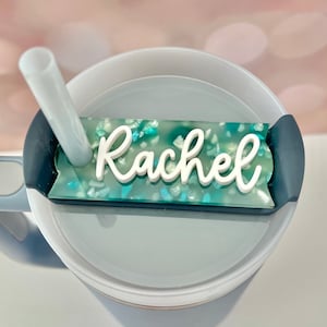 Personalized Tumbler ID Tag, Straw Topper, Tumbler Lid Topper, Stanley Cup Accessories, Stanley Name Plate, Custom Tumbler Nameplate, H2.0