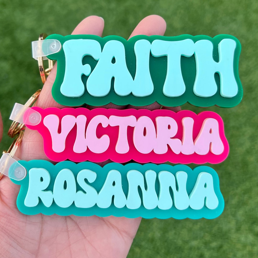 Custom Name Keychain, Retro Keychain, Personalized Keychain for Women
