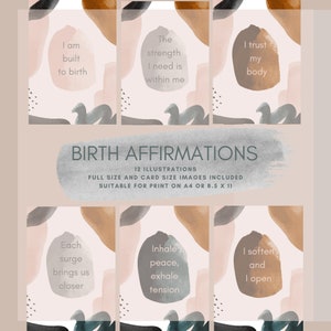 Geboorteaffirmaties - Aardse neutrale kleuren Set 2 - Set van 12 Instant Download