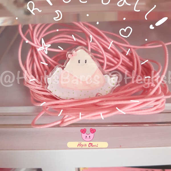 Riceball Acrylic Pin | Sweet Cute Kawaii Pink Plastic Pin | Japanese Food Snack Anime Charm