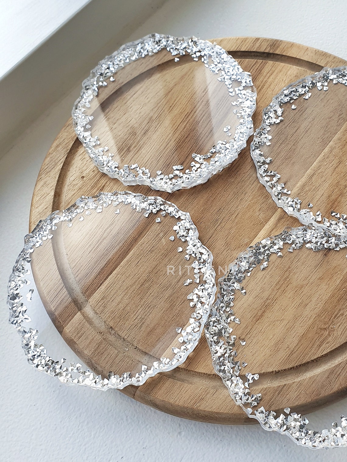 Transparent Crystal Epoxy Resin Coasters Round Coasters Etsy