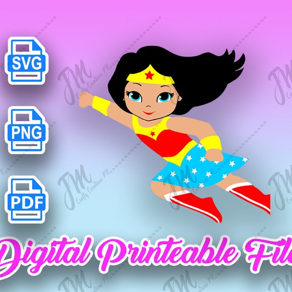 Wonder Woman PNG PDF  SVG  Cut Files for Crafters - Digital - Downloads