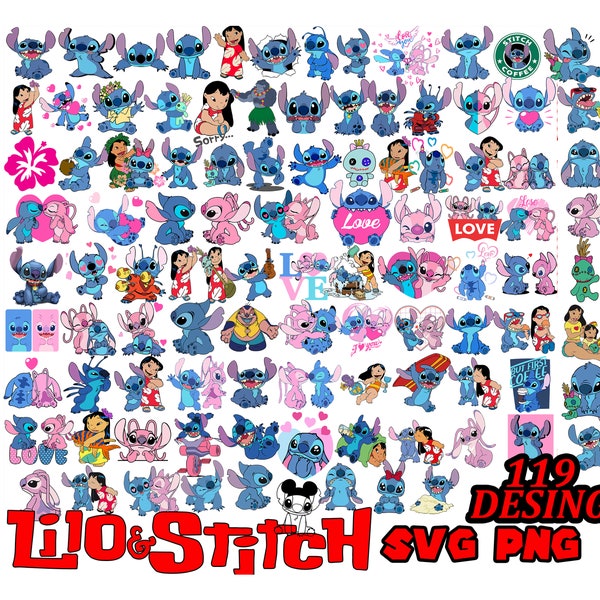 Megabundel Lilo en Stitch, Stitch en Angel Love SVG PNG