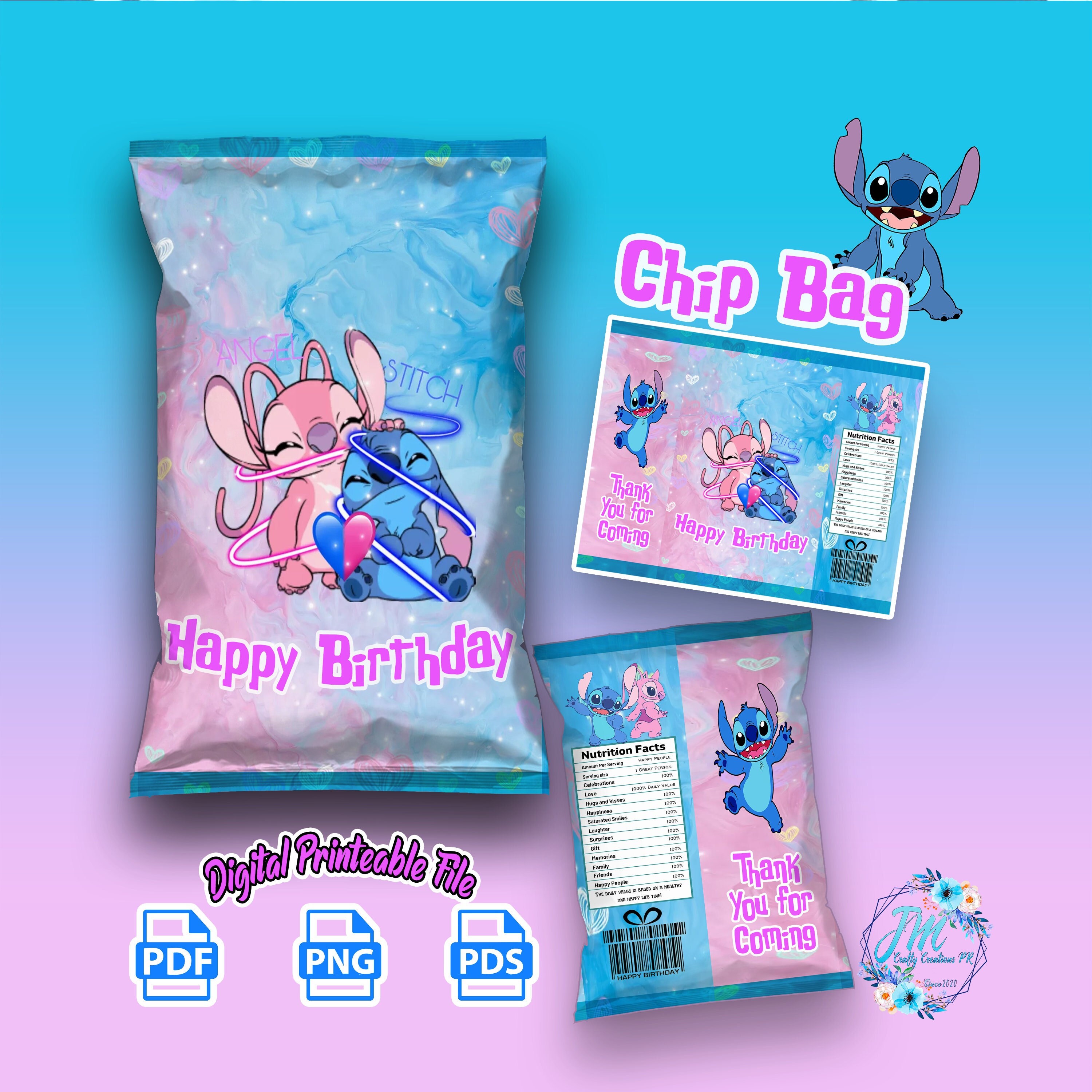 Lilo and Stitch Stitch an Angel Chip Bag Printable no Happy Etsy UK