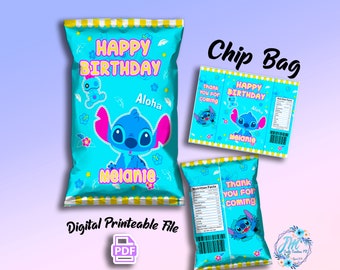 Stitch and Chip Bag (with name and age) PDF Digital File is Not Instant Download
