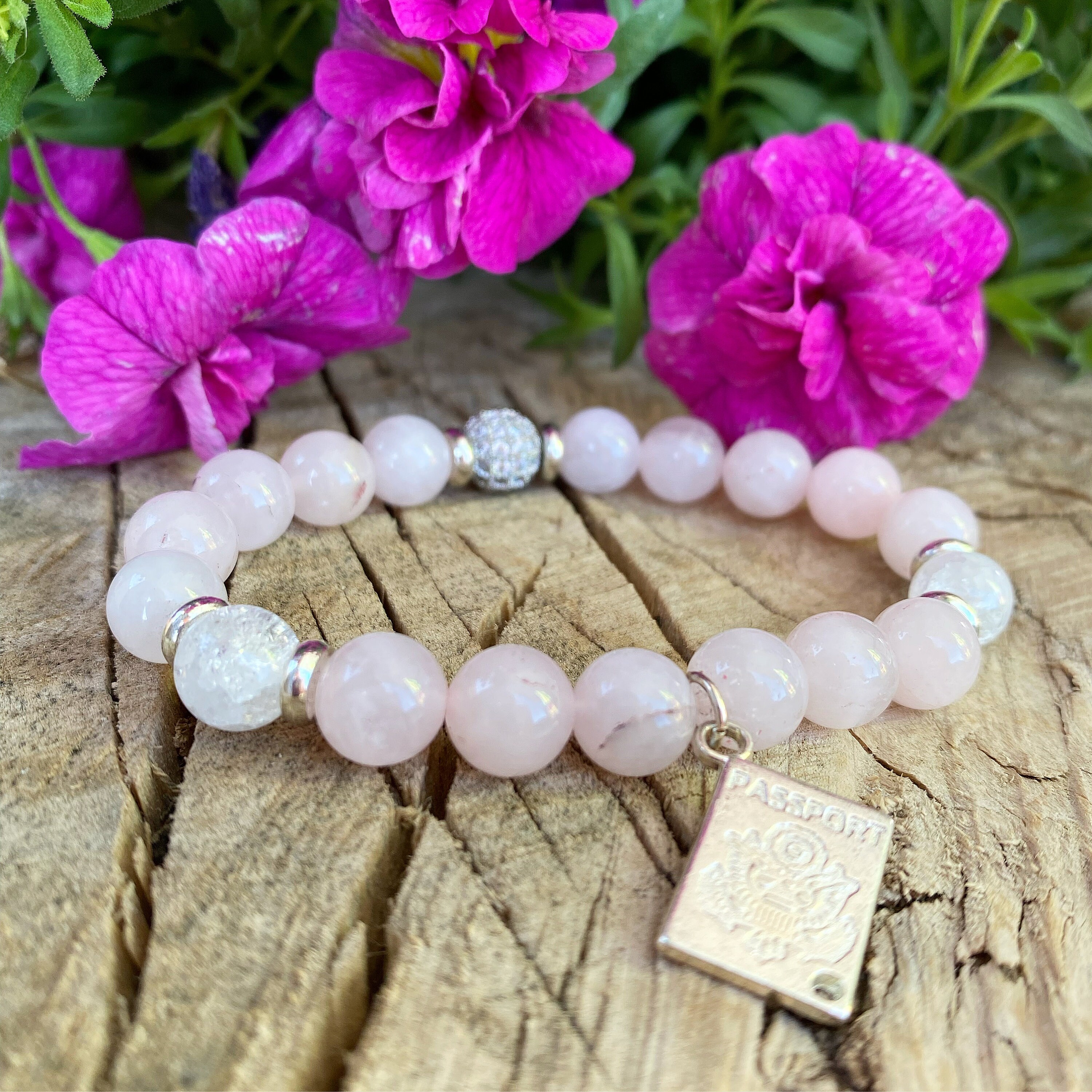 Pink Charm Beaded Bracelet Pink Chakra Bracelet Rose Etsy UK