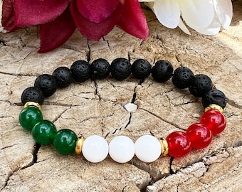 Italy Bracelet | Green, White, and Red Gemstone Bracelet | Italian Flag Bracelet | Italian Beaded Bracelet | Custom Flag Bracelet