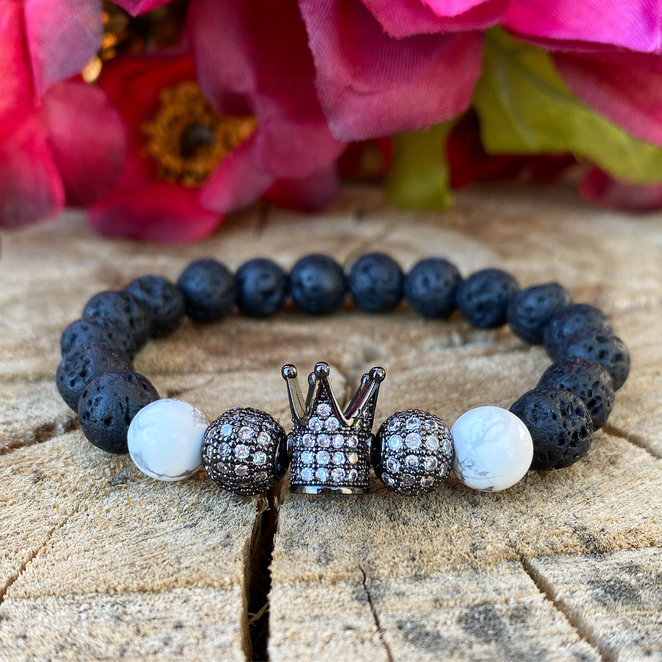Lava stone crown bracelet sale