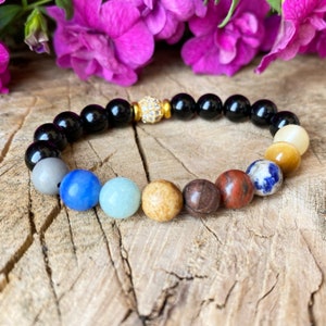 Pulsera Planeta / Joyería del Sistema Solar / Pulsera de Obsidiana / Pulsera de Piedra Jaspe / Pulsera de Piedra de Jade / Pulsera de Piedra Ojo de Tigre