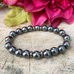 Bracciale in pietra preziosa ematite / Bracciale in ematite naturale / Bracciale energetico in ematite / Bracciale Mala in ematite / Idea regalo in ematite