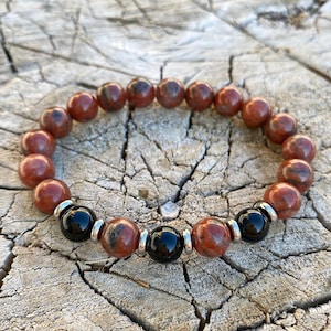 Red Jasper Bracelet For Men | Bracelet For Husband/Boyfriend | Men&#39;s Yoga/Mala Bracelet | Men&#39;s Beaded Bracelet | Jasper Stone Bead Bracelet