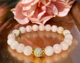 Pink Quartz Gemstone Bracelet | Pink Quartz Beaded Bracelet | Rose Quartz Healing Bracelet | Pink Chakra Bracelet | Pink Bracelet Gift Idea