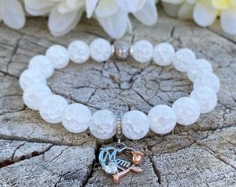 Bracelet à breloques pour maman | Bijou pour la fête des mères | Bracelet en cristal pour maman | Cadeau de sa fille | Bijou en pierres précieuses fait main