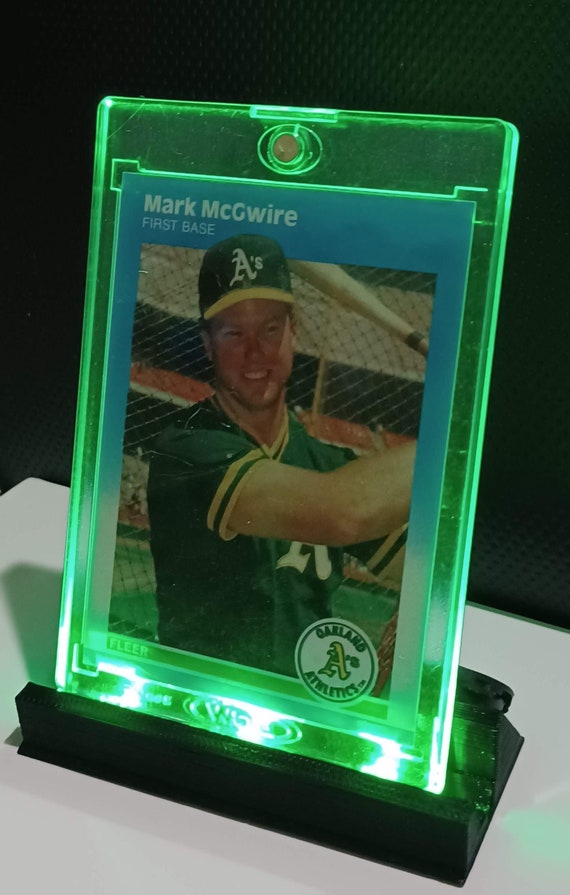 Mark Mcgwire 1986 Fleer Rookie Card in a Green LED Card Stand 