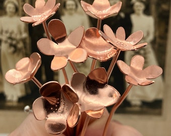 9th Wedding Anniversary Copper Flowers, Flower Decoration, ever lasting bouquet, metal bunch of flowers, copper decor, flower gift