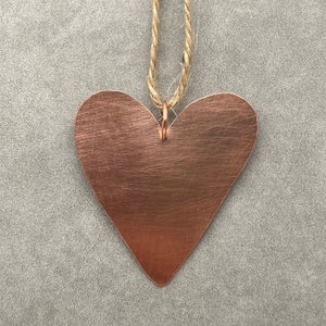 Mini Copper Heart Hanger: Brushed Metal Love Token, 7th/9th Anniversary
