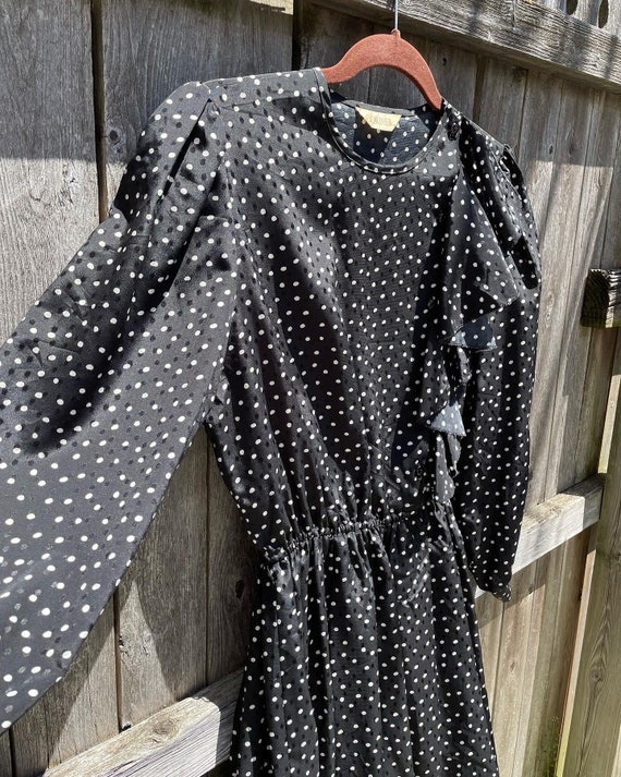 Vintage Cordier Black & White Polka Dot 1950s Ruf… - image 2