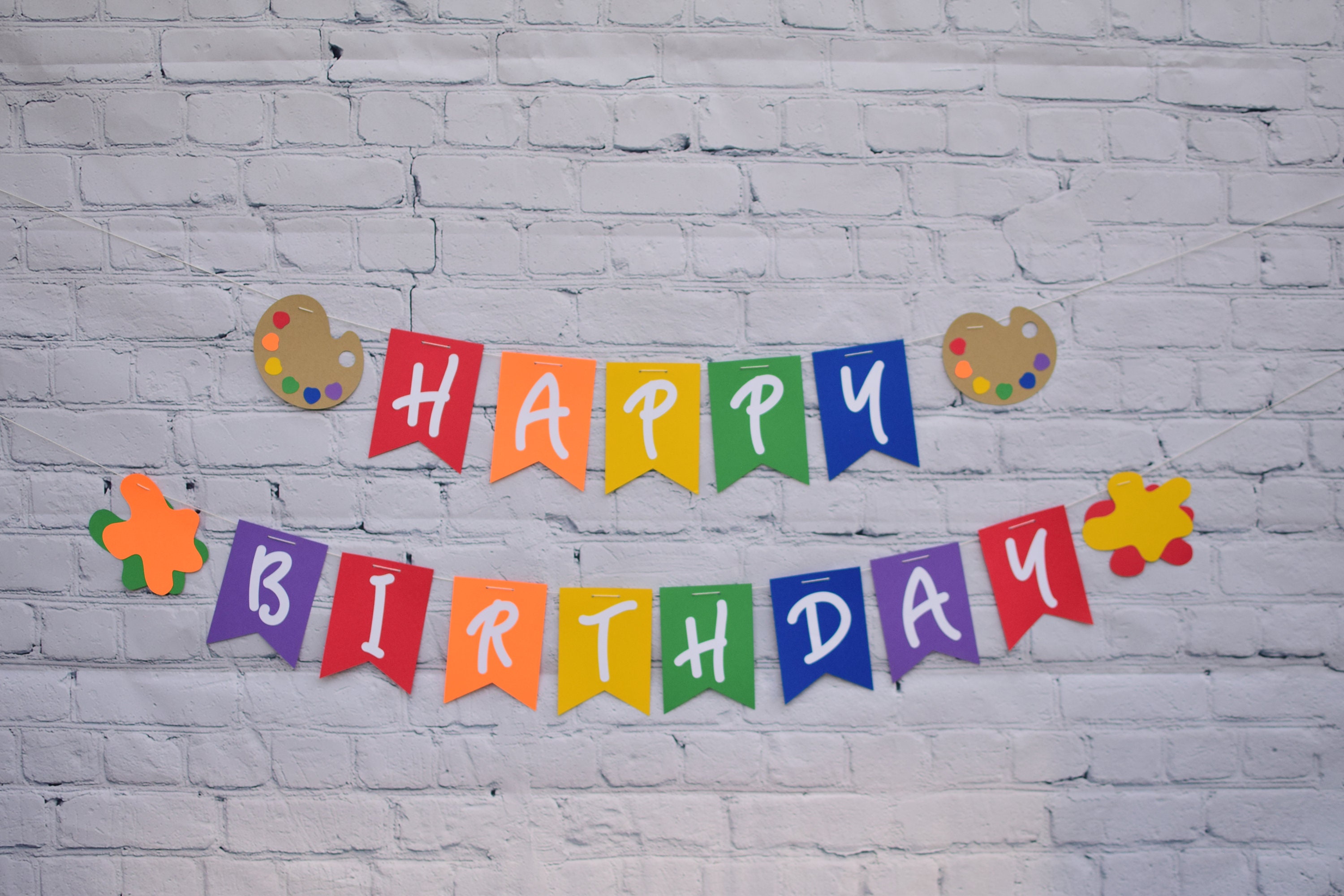 Art Birthday Banners Handmade Birthday Party Decorations Etsy