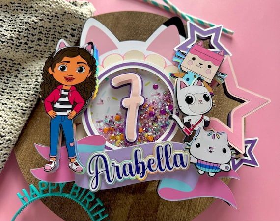 Decorazione per Torta di Compleanno a Forma Casa delle Bambole, Simpatico Gatto dei Cartoni Animati Articoli Feste a Tema Casa delle Bambole Ragazze Decorazione per Feste di Compleanno