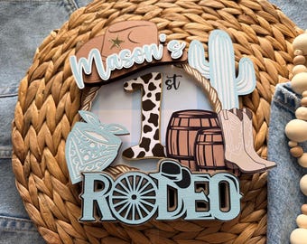 Topo de Bolo para Primeiro Rodeio, Festa de Aniversário de 1 Ano com Tema de Cowboy e Laço no Oeste