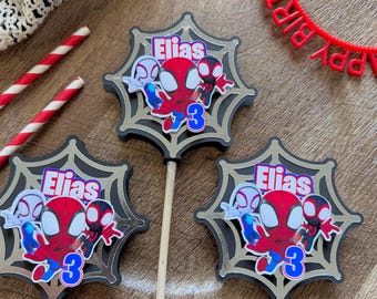 Spidey y sus increíbles amigos Lollipop Spidey Decoraciones para fiesta de cumpleaños Miles Morales Gwen Stacy Spiderman Favour