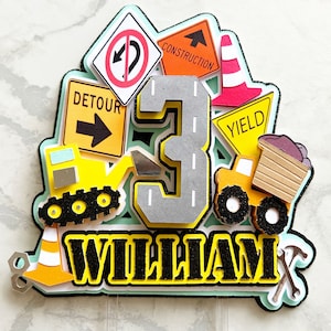 Construction Theme Topper, 3rd Birthday Theme, Smash Cake, Dump Truck Topper, Custom Theme Topper, Party Decoration
