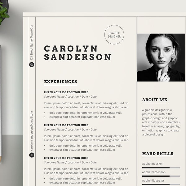 Professional Resume Template Instant Download, Modern Resume Template Pages, Creative Resume Template, CV Template, minimalist resume, Ai