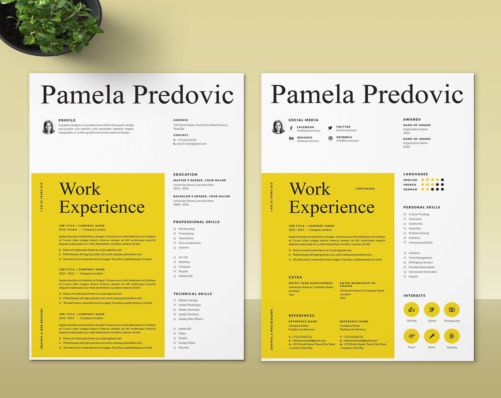 Executive Resume and Cover Letter Template, Minimalist Resume Template ...