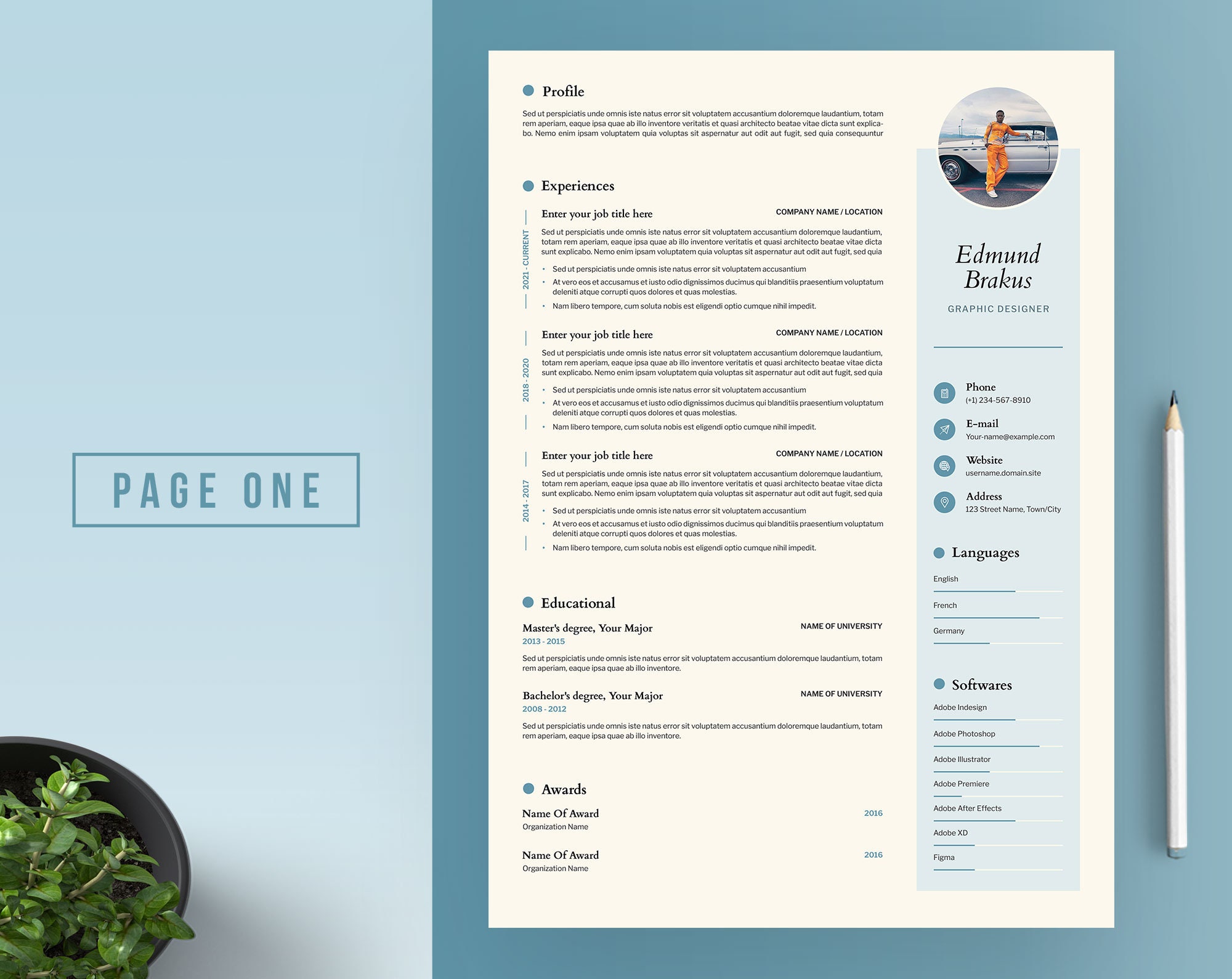 Creative Resume Template, CV Template + Cover Lette (PSD) - Etsy