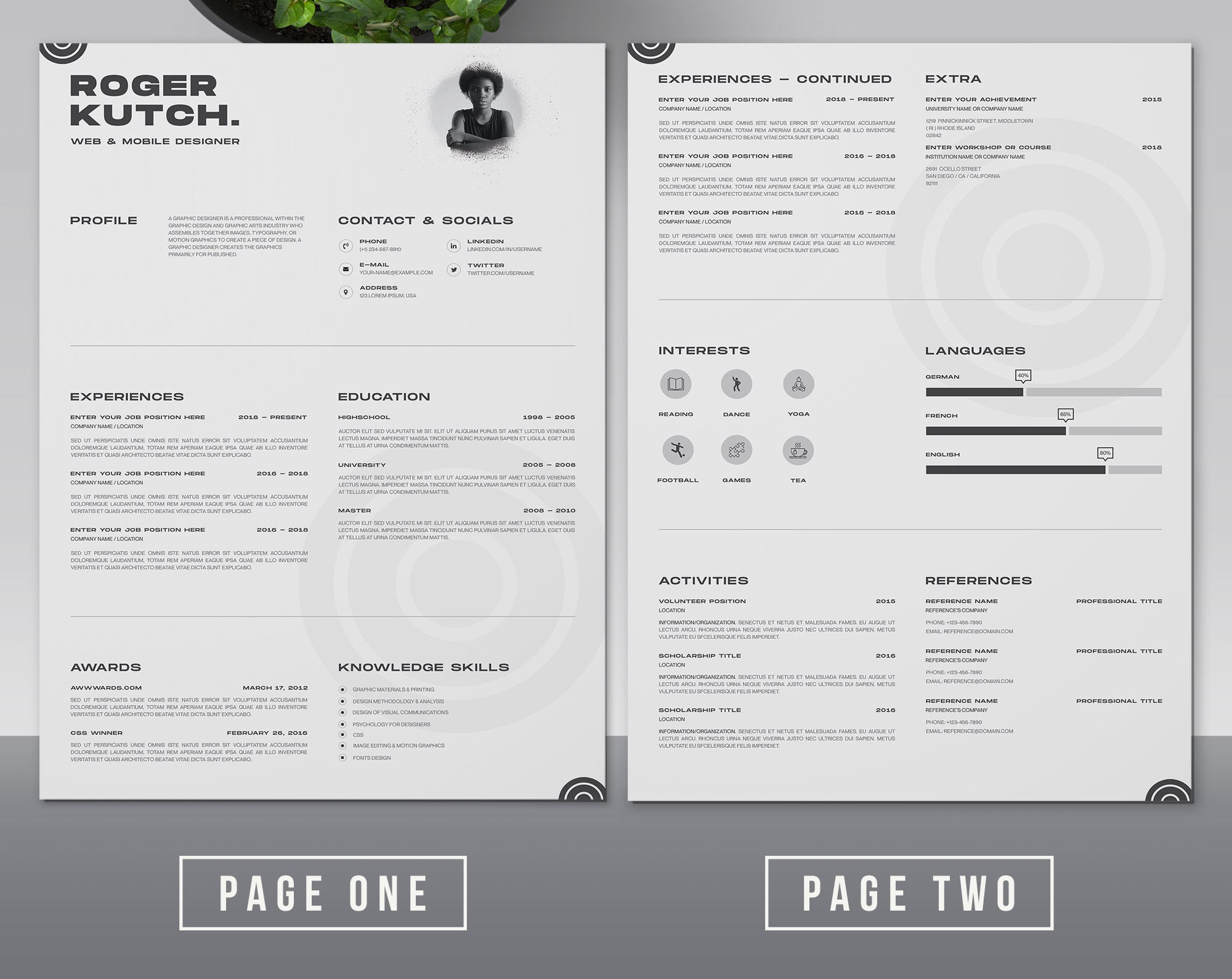 Minimalist Resume Template PSD | Professional Resume | Cv Template - Etsy