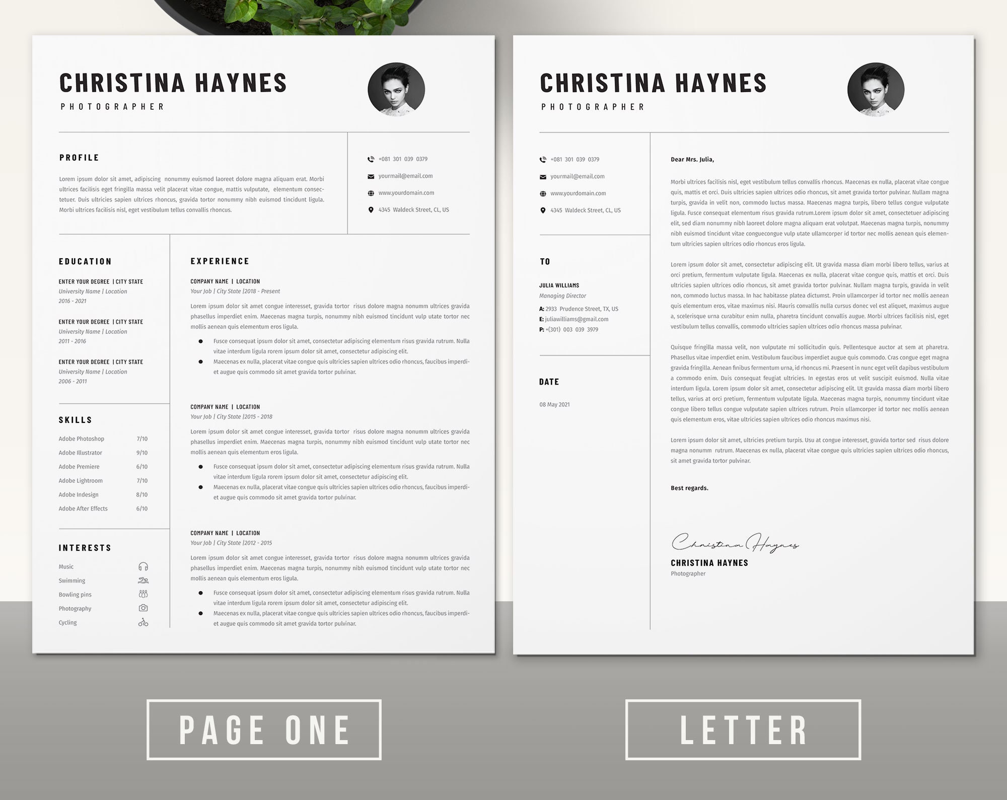 Minimalist Resume Template Word | Professional Resume | Cv Template ...