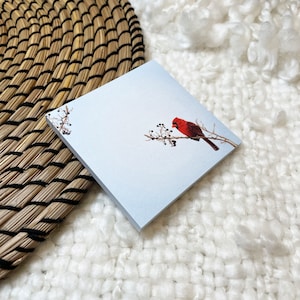Cardinal Sticky Notes | 3&quot; x 3&quot; | 50 Sheets | Bird with Winter Tree Branch | Office Supplies | Post-It Notes | Nature Stationery