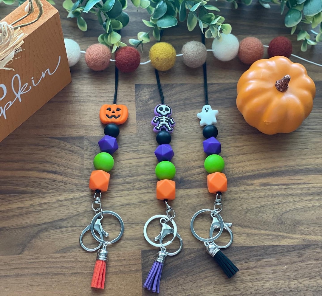 Halloween Lanyard Teacher Lanyard Ghost Lanyard Halloween Teacher Gift Skeleton Lanyard Pumpkin
