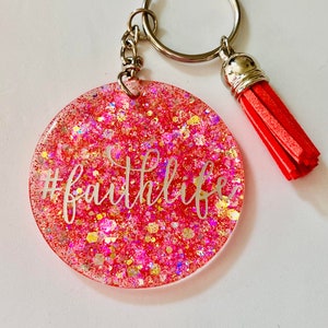 Keychain, Jesus keychain, bag charm, affirmation keychain, cheap keychain , clear acrylic keychain, Christian keychain, Glitter keychain