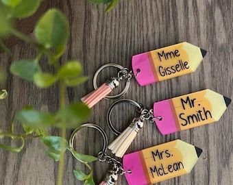 Lápiz con nombre personalizado / Maestros / llavero hecho a mano / regalo para maestros