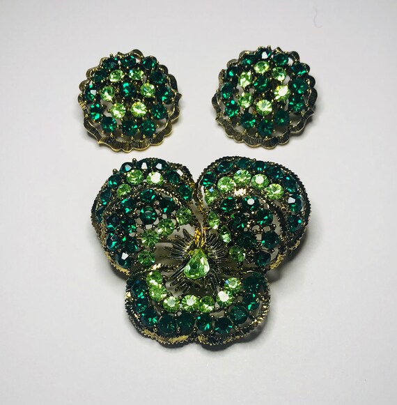 Vintage Weiss Orchid Brooch with Matching Earrings - image 1