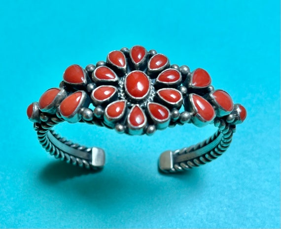 Vintage D Cadman Sterling and Red Coral Navajo Cuff - Etsy 