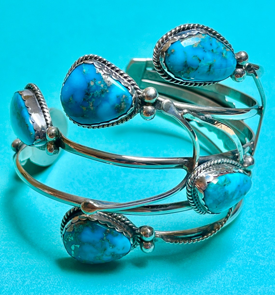 Vintage Turquoise and Sterling Silver Navajo Cuff Bracelet - Etsy