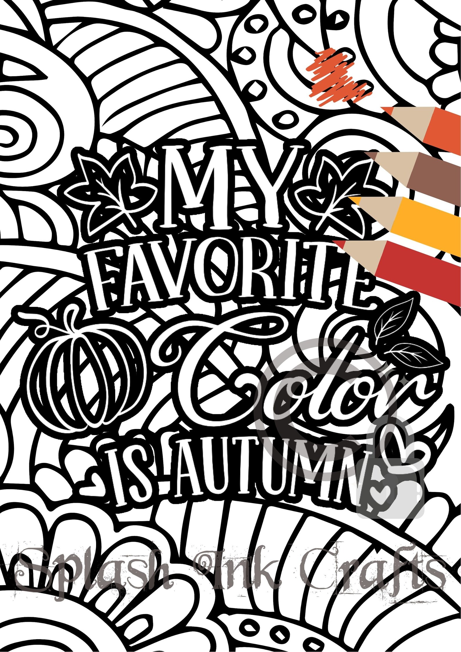 Printable Colouring Page with Text My Favorite Color is | Etsy
