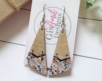 Fall Floral Wooden Dangle Earrings, PatternPly Jewelry