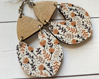 Fall Floral Earrings, Fall Earrings, Lightweight, Gift for her