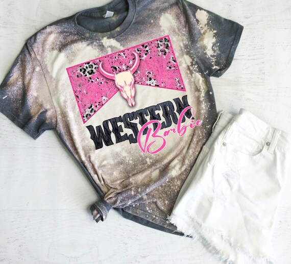 Western Barbie Bleached Tee or Sweater - Etsy