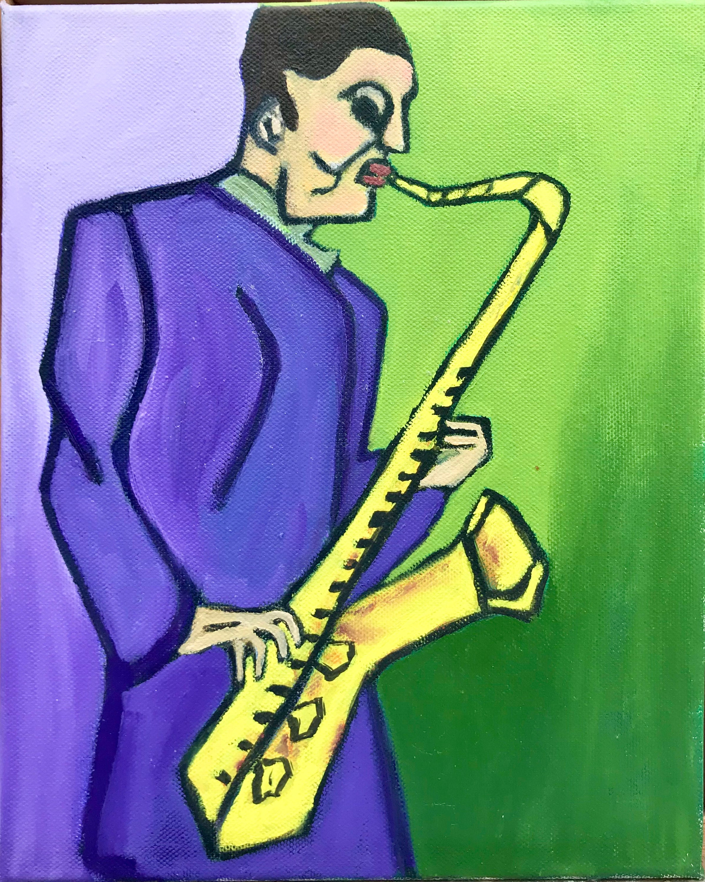 DECO GEMME Jazz Musique Sculpture,Figurine Jazzman Joueur Saxophone,  Statuette Musicien Jazzman Joueur Saxophone