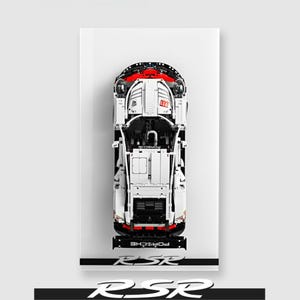 Gallery Wall Display for LEGO Porsche RSR – White Frame for Model Car Showcase – Premium Display Board