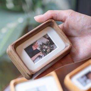 Mini Personalized Teak & Black Walnut Wood Photo Frame - Custom Gift for Special Moments | Ideal for Weddings, Anniversaries, Birthdays etc.