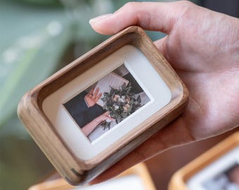 Personalized Wood Photo Frame – Teak & Black Walnut Solid Wood | Custom Gift | Tabletop Display, Wall Hangng Easily | 2x3, 3x4, 4x4, 3.5x5
