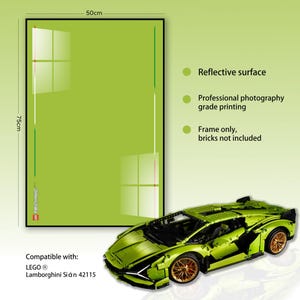 Wall Display for Lamborghini LEGO® Car – Neon Green Mount – Bold Display for Technic™ Sián Models – DIY Easy Set Up
