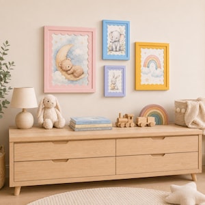 Kids Gallery Wall Frame Bundle | Scalloped Wavy MDF Frames in 8 Colors for Nursery Art, Family Photos, Baby Shower